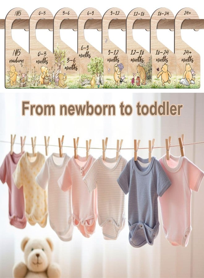 Hatzelou 8PCS Classic Winnie Baby Closet Dividers for Newborn, the Pooh Baby Nursery Decor Wooden Hanger, Winnie Clothes Dividers for Closet, Double-Sided Printing - Image 3